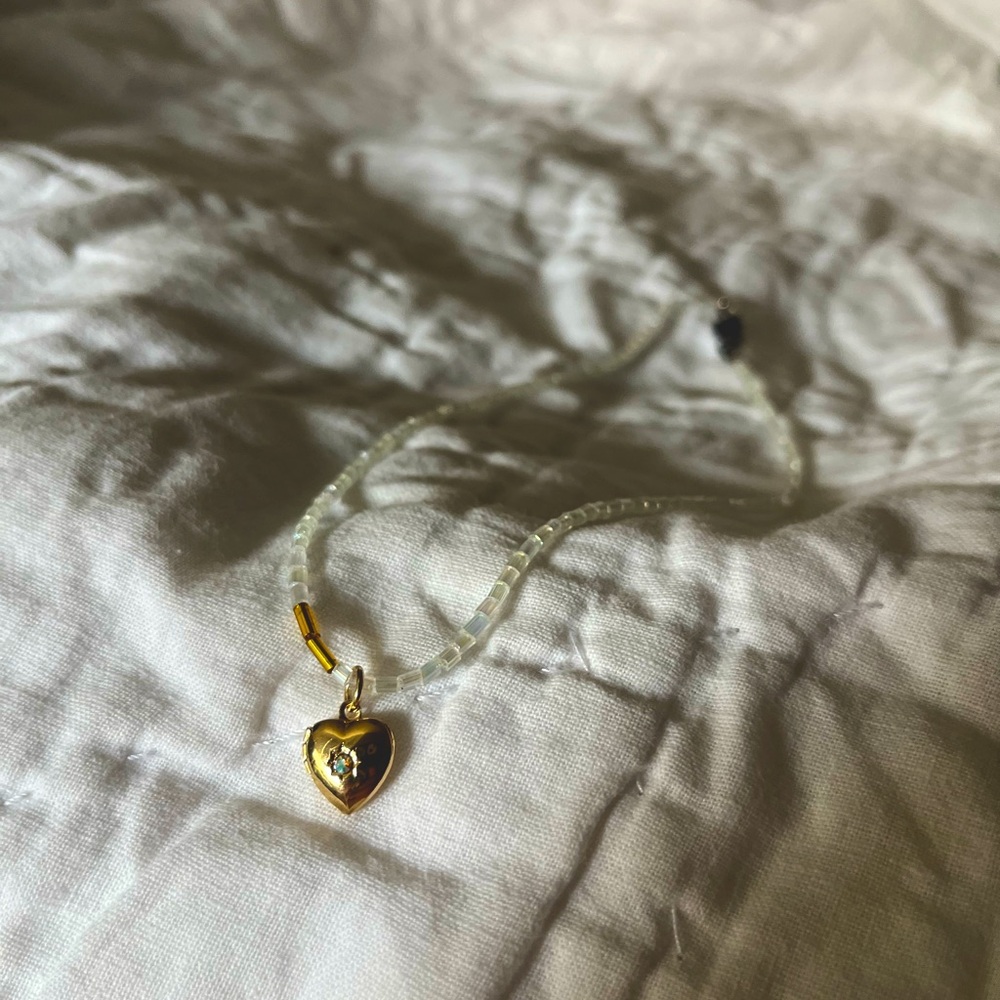 Handmade Beaded Locket Necklace
